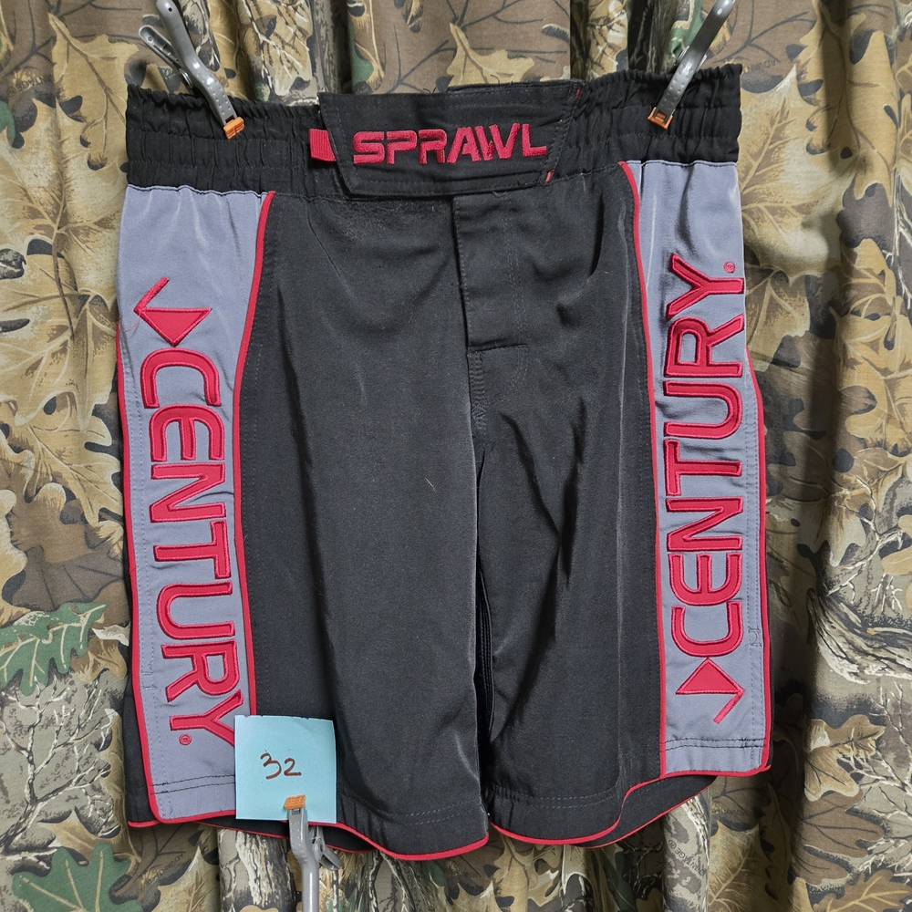 Sprawl x Century Men’s Black and Gray Training Shorts with Red Trim